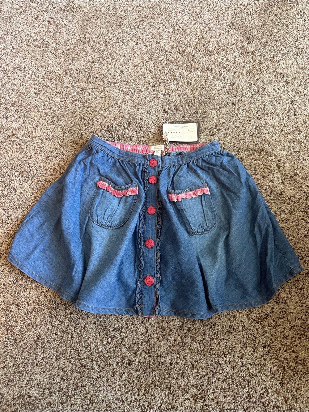 Matilda Jane Natalie Blue Denim Skirt with Pink Trim Sz 6 NWT